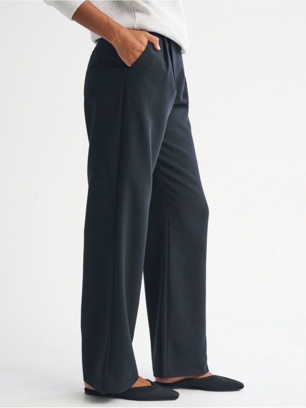 Curve Love A&F Sloane Tailored Wide Leg Pant - Black - Picture 2 of 6